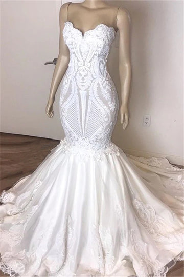 Trendy Sweetheart Mermaid Lace Wedding Gown TWA257