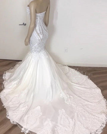 Trendy Sweetheart Mermaid Lace Wedding Gown TWA257