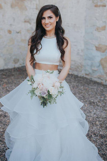 Two Piece Ruffle Skirt A-line Wedding Gown TWA2872