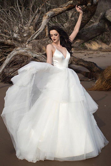 Trendy Classic Straps V Neck Wedding Gown TWA3882