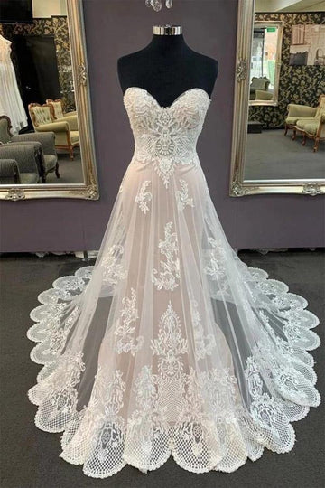 Trendy A Line Sweetheart Appliques Wedding Gown TWA5072