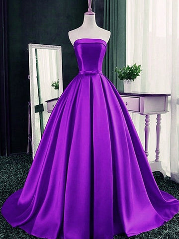 Trendy Purple Long Satin Prom Dress SREAL044