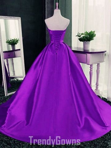 Trendy Purple Long Satin Prom Dress SREAL044