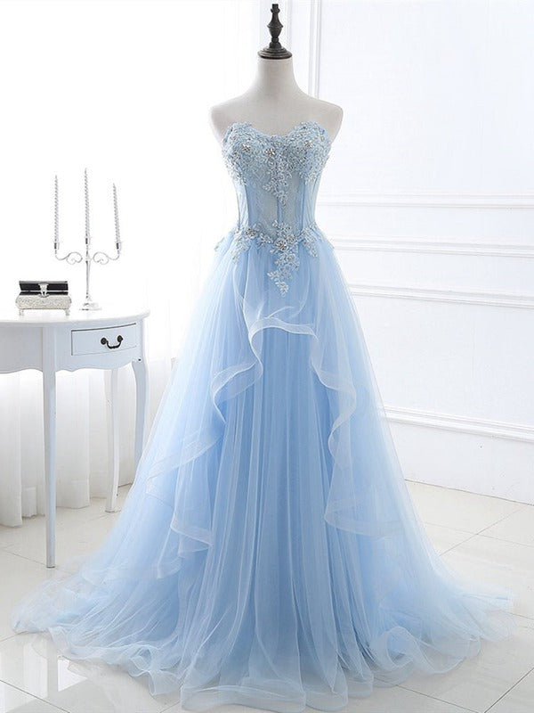 Trendy Princess Sweetheart Blue Lace Prom Gown SREAL075 Trendy Princess Sweetheart Blue Lace Prom Gown SREAL075