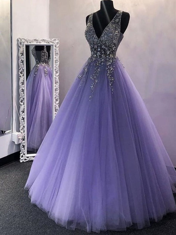 Trendy Princess Junior Purple Beaded Long Prom Gown SREAL118 Trendy Princess Junior Purple Beaded Long Prom Gown SREAL118