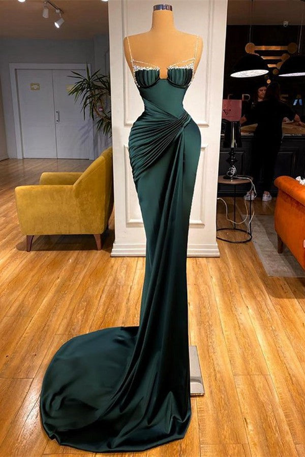 Trendy Dark Green Spaghetti-straps Mermaid Prom Gown SREAL180 Trendy Dark Green Spaghetti-straps Mermaid Prom Gown SREAL180