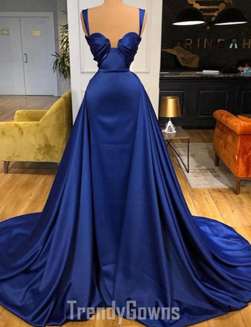 Trendy Royal Blue Straps Sweetheart Prom Gown SREAL208