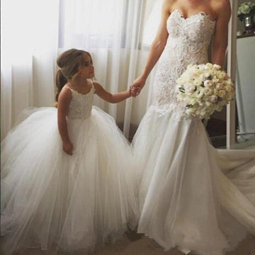 Kids Lace Tulle Straps Flower Girl Dress ACH005