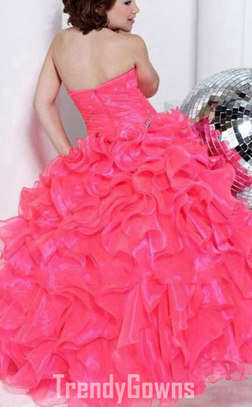 Trendy Kids Organza V-neck Puffy Ball Prom Gown GCH0166