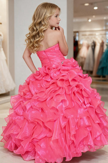 Trendy Kids Organza V-neck Puffy Ball Prom Gown GCH0166