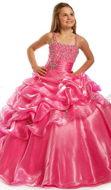 Trendy Kids Organza Straps Beading Puffy Ball Prom Gown GCH0167