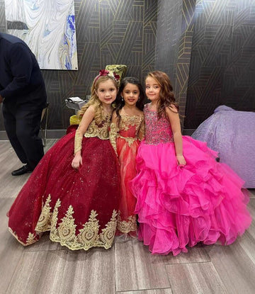 Kids Girls Princess Lace Fashion Show Party Ball Gowns CH0180