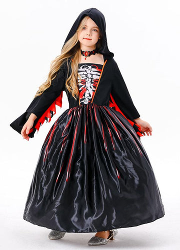 Halloween Children's Witch Costume Black Horror Skull Coplay CST001