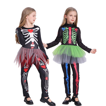 Girl's Halloween Costume Black Horror Skull Coplay CST002