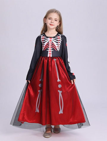 Girls Halloween Party Dress up Skeleton Costume CST010