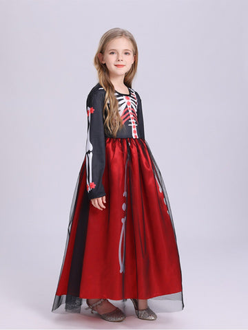 Girls Halloween Party Dress up Skeleton Costume CST010
