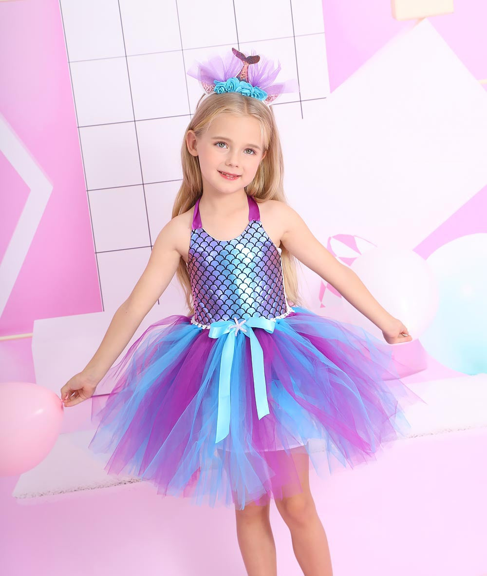 Girls Mermaid Princess Dress Ariel Party Costume CST024