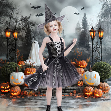 Girls Halloween Witch Party Dress up Spider Costume CST029