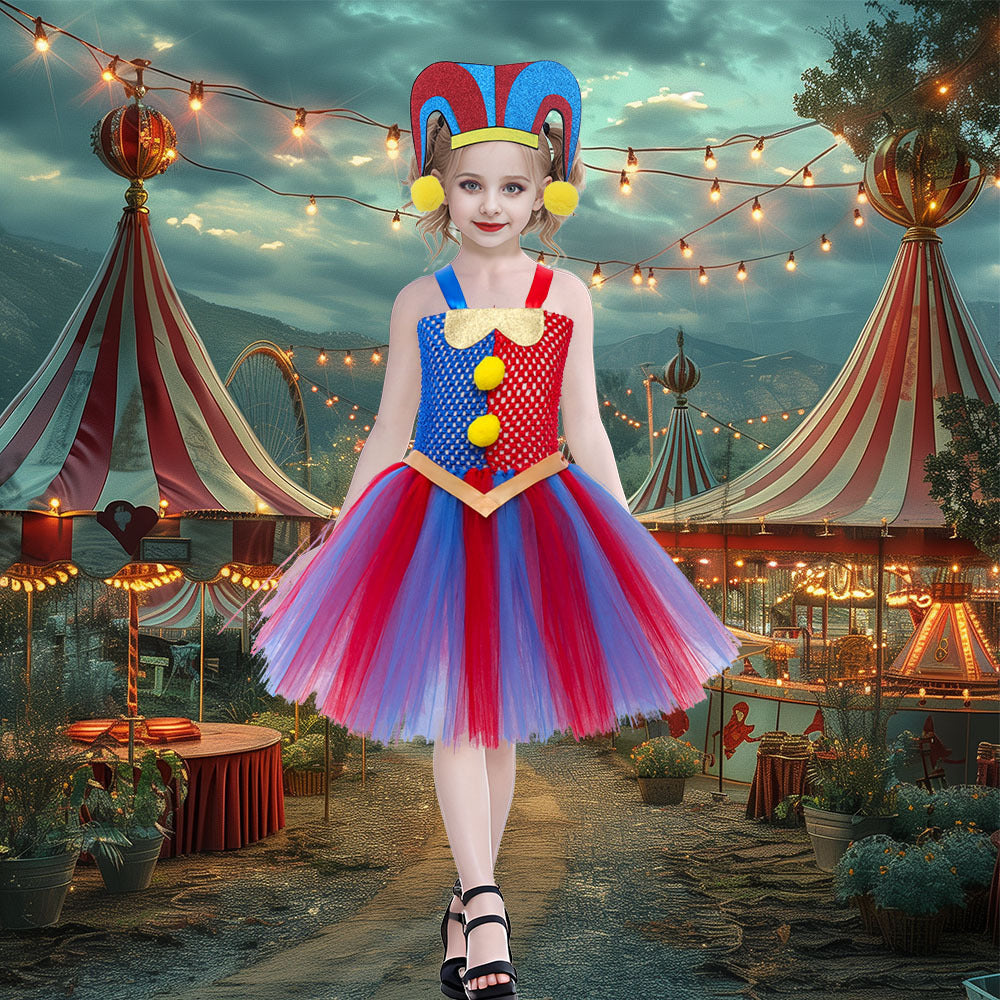 Girls Halloween Pomni Clown Costume CST031