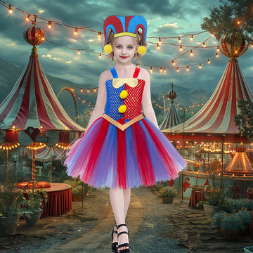 Girls Halloween Pomni Clown Costume CST031