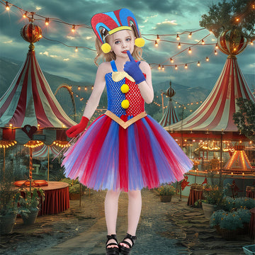 Girls Halloween Pomni Clown Costume CST031