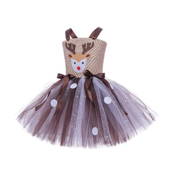 Girls Christmas Elk Princess Dress UP CST033