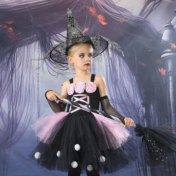 Girls Halloween Witch Costume Wizard Dress UP CST035