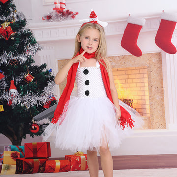Girls Christmas Costume Snow Princess Dress UP CST040