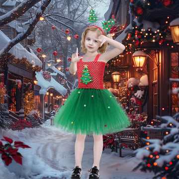 Girls Christmas Tree Costume Princess Dress UP CST042