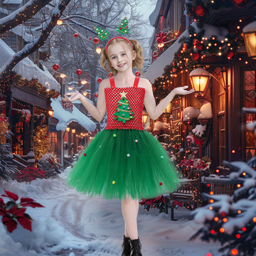 Girls Christmas Tree Costume Princess Dress UP CST042