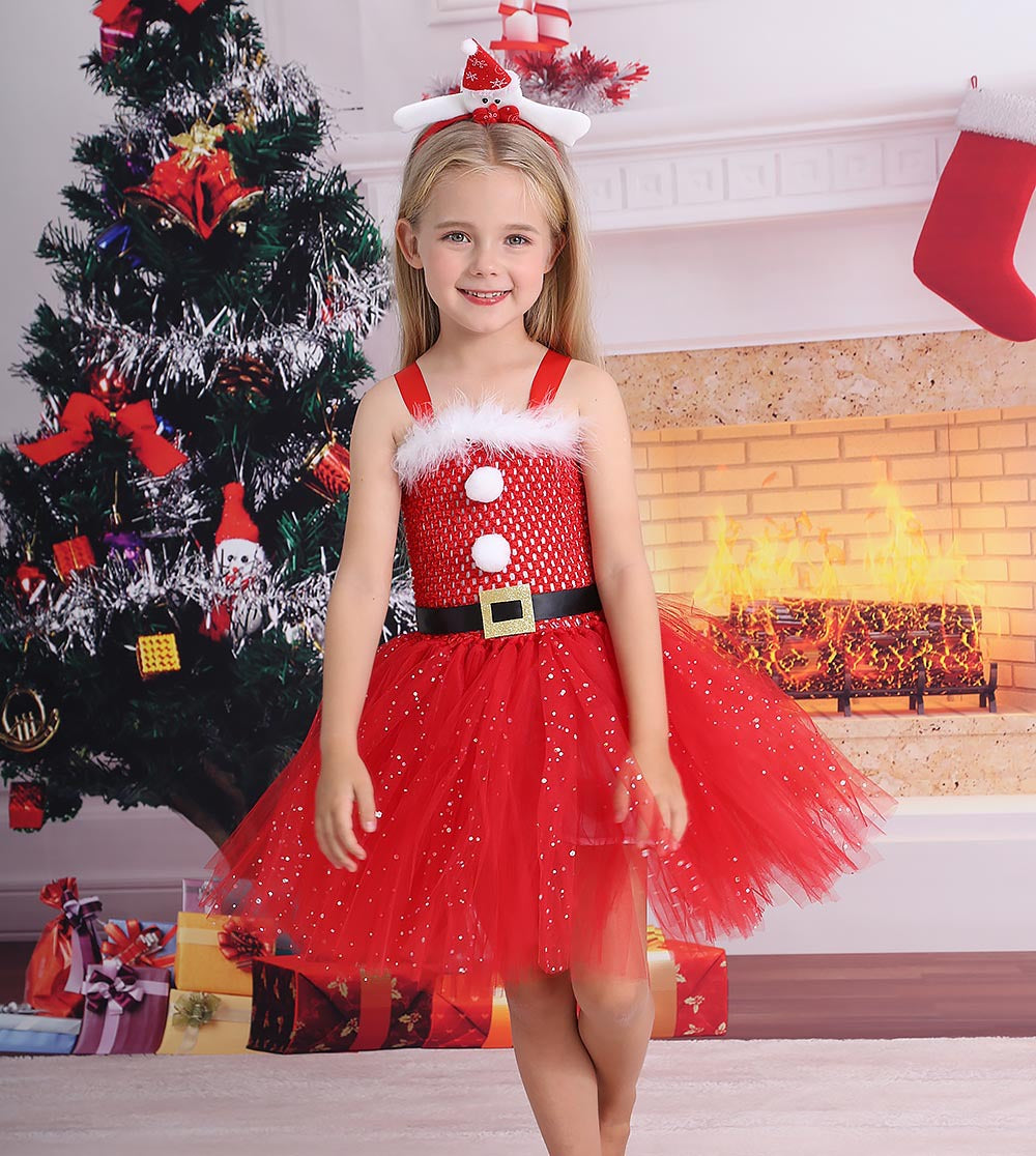 Girls Christmas Santa Claus Princess Dress UP CST043