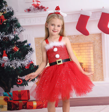 Girls Christmas Santa Claus Princess Dress UP CST043