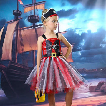 Girls Halloween Skull Costume for Caribbean Pirate Dress UP CST049