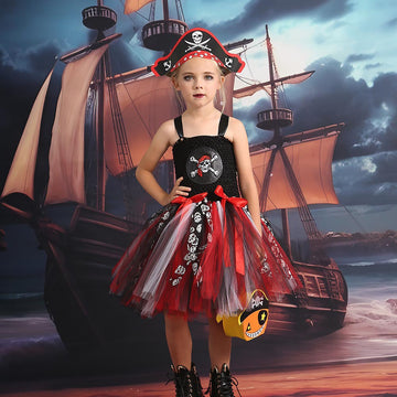Girls Halloween Skull Costume for Caribbean Pirate Dress UP CST050