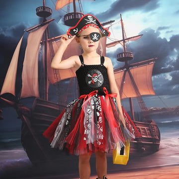 Girls Halloween Skull Costume for Caribbean Pirate Dress UP CST050
