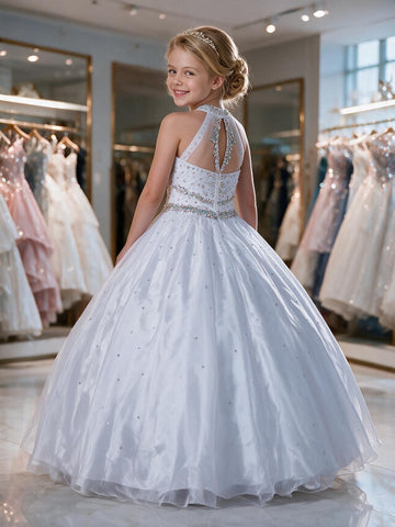 Beading Royal Blue Kids Junior Party Gown Age 6-14 FGD352