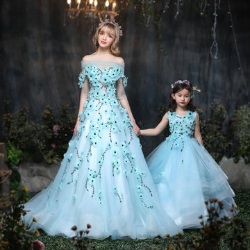 Light Blue Mother Daughter Matching Prom Dress GFGD491