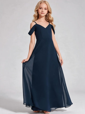 Navy Chiffon Junior Bridesmaid Dress FGDA008
