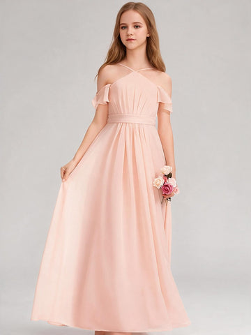 Halter Pearl Pink Junior Bridesmaid Dress FGDA12