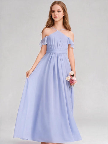 Halter Pearl Pink Junior Bridesmaid Dress FGDA12