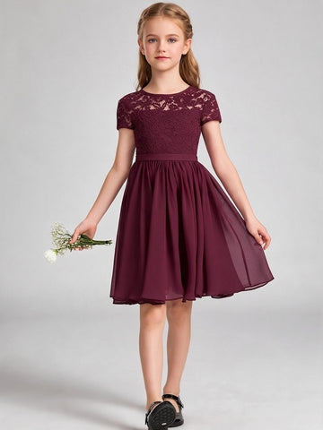 Short/mini Dark Burgundy Flower Girl Dress FGDA19
