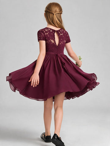 Short/mini Dark Burgundy Flower Girl Dress FGDA19