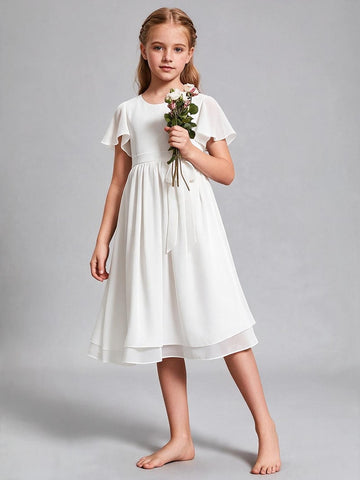 Short Chiffon Royal Junior Bridesmaid Dress FGDA21