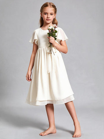 Short Chiffon Royal Junior Bridesmaid Dress FGDA21