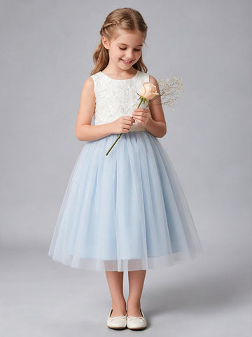 Sky Blue Short Flower Girl Dress FGDA24