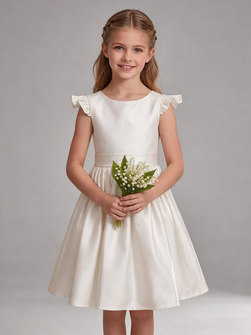 Simple Satin Short Flower Girl Dress FGDA25