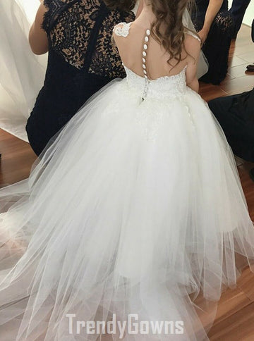 Tulle White Flower Girl Dress GACH005