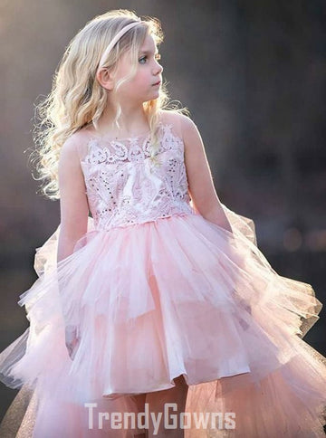 Pink Girls High Low Pageant Dress GACH007