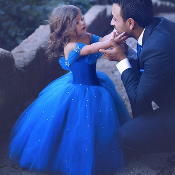 Off The Shoulder Royal Blue Toddler Ball Gown GACH037