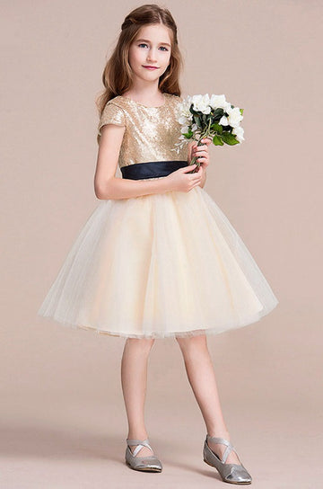 Gold Kids Short Sparkly Sequin Dress GACH051 Gold Kids Short Sparkly Sequin Dress GACH051